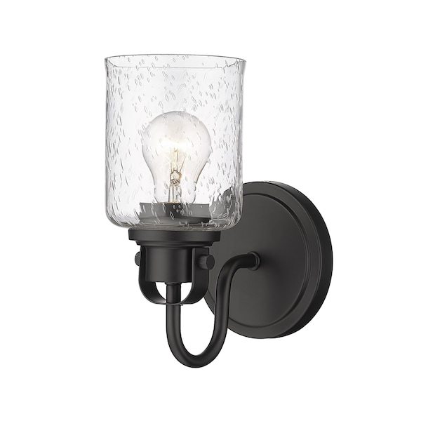 Z-Lite Kinsley 1 Light Wall Sconce, Matte Black And Clear Seeded 340-1S-MB - main